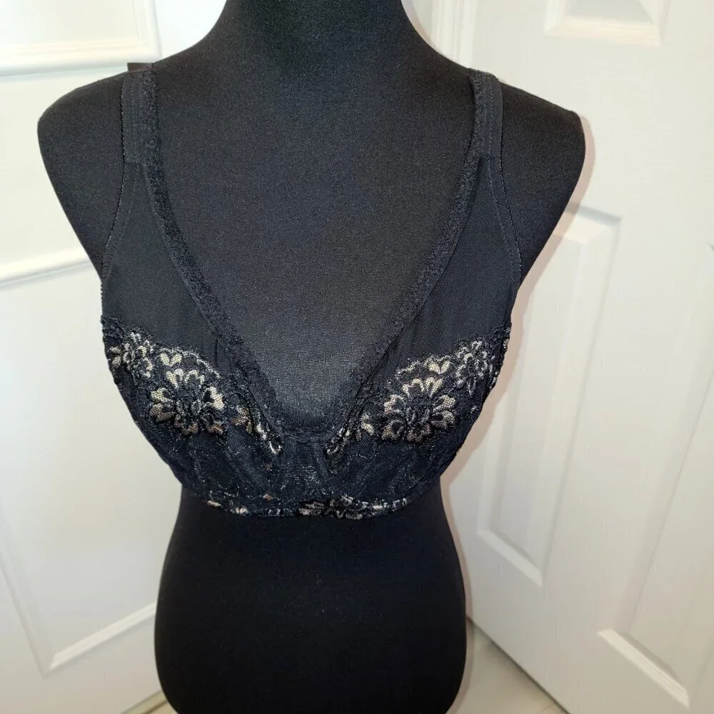 Y2K Barely Breezies Lace nylon underwire bra, size 38C